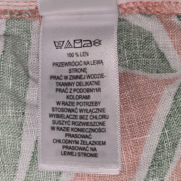 Sigrid Olsen Green Coral Tropical Linen‎ Pants Wide Leg Elastic Waist Size Small - Picture 12 of 16